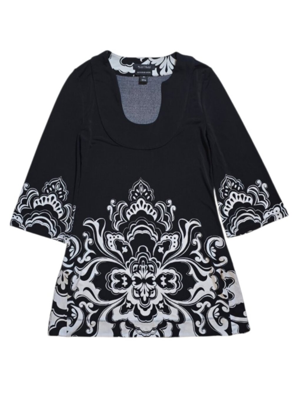 White House Black Market Signature Knits Black White Tunic Top XS